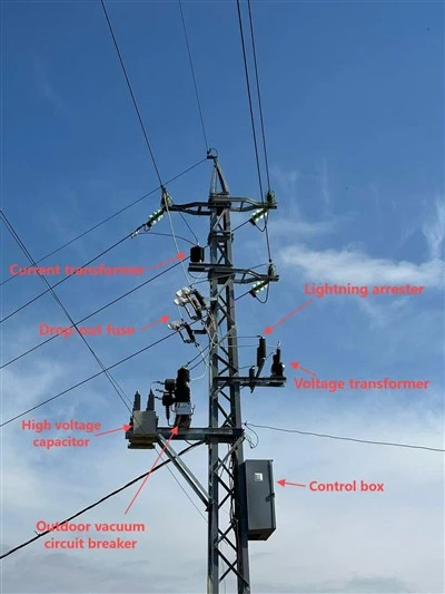 Meddőteljesítmény-kompenzáló berendezések teljes készlete oszlopra szerelt kültéri elektromos vezetékekhez